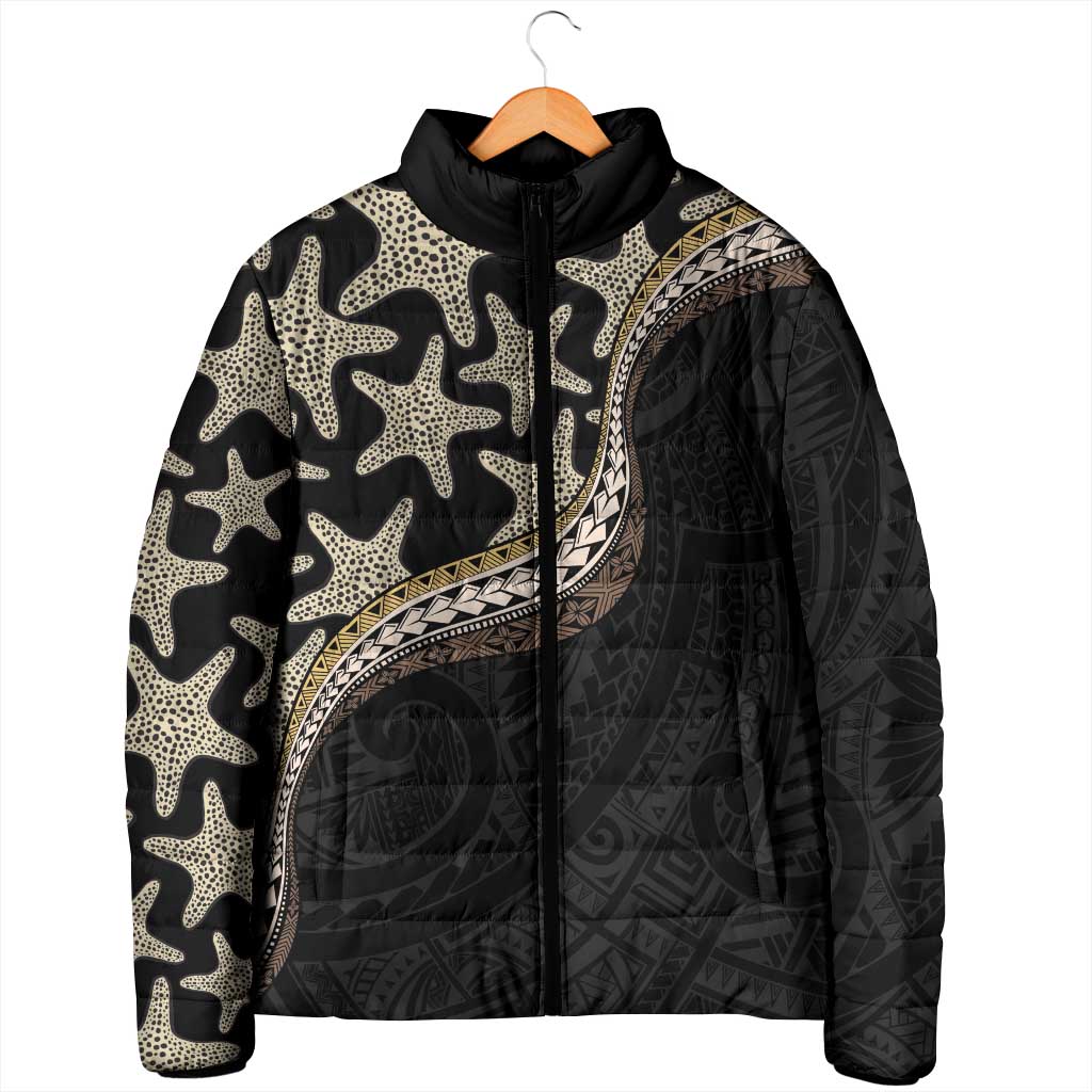 Beige Polynesian Starfish Unique Pattern Padded Jacket LT01 - Polynesian Pride