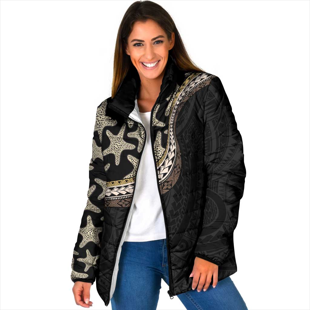 Beige Polynesian Starfish Unique Pattern Padded Jacket LT01 Women Beige - Polynesian Pride
