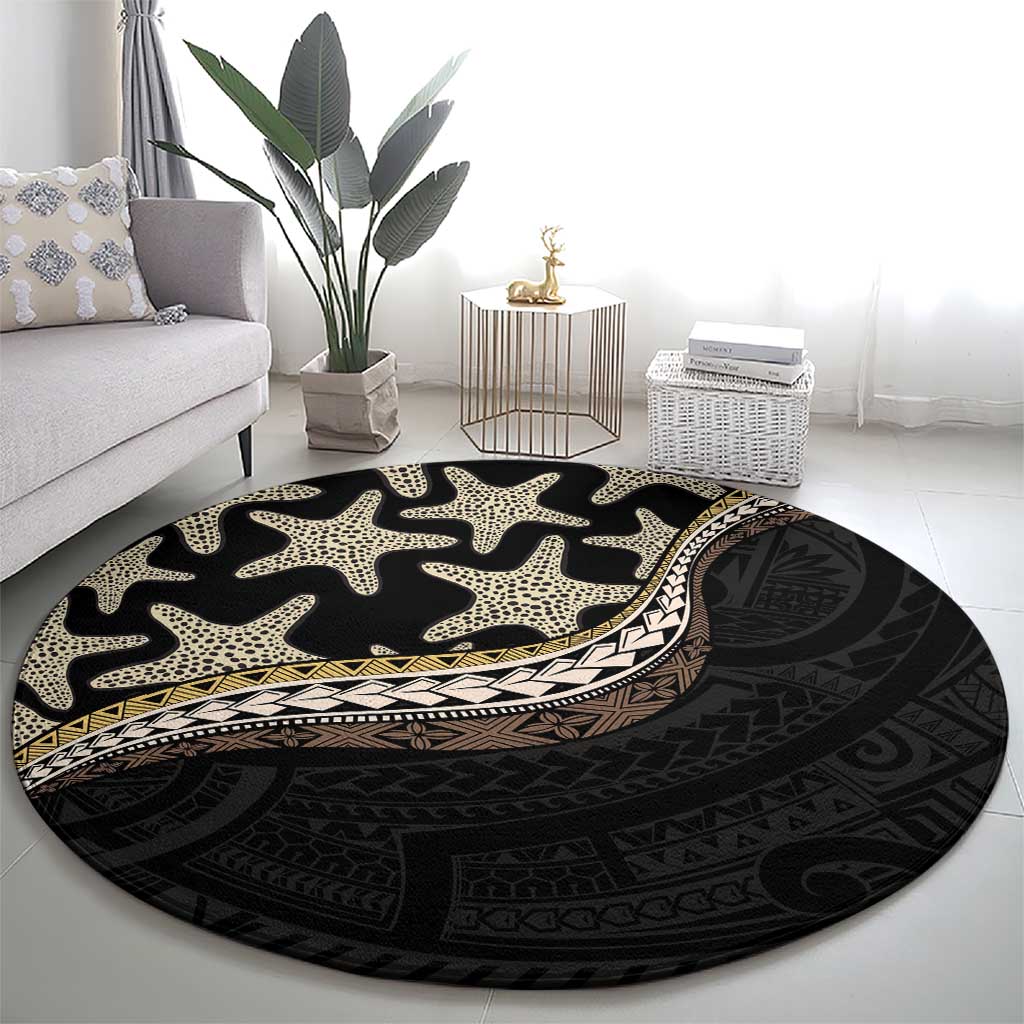 Beige Polynesian Starfish Unique Pattern Round Carpet LT01 - Polynesian Pride