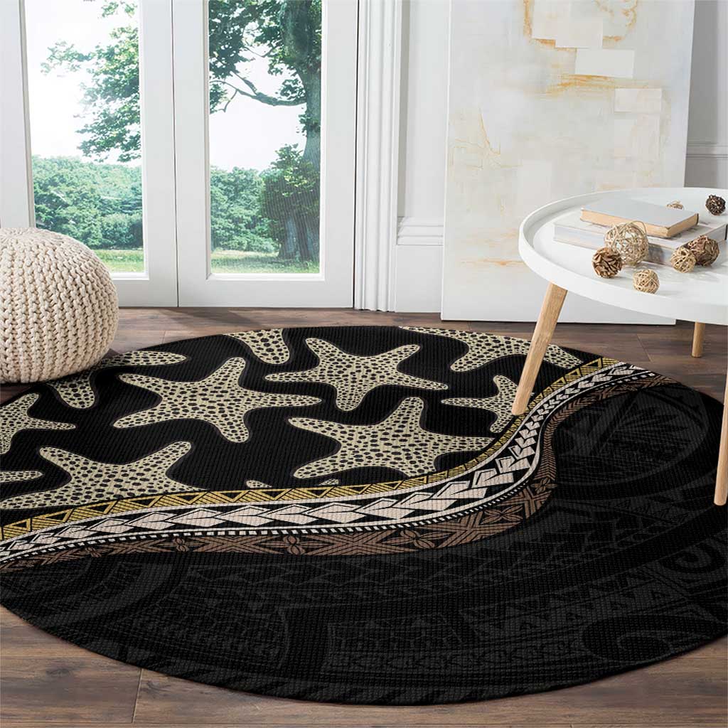 Beige Polynesian Starfish Unique Pattern Round Carpet LT01 - Polynesian Pride