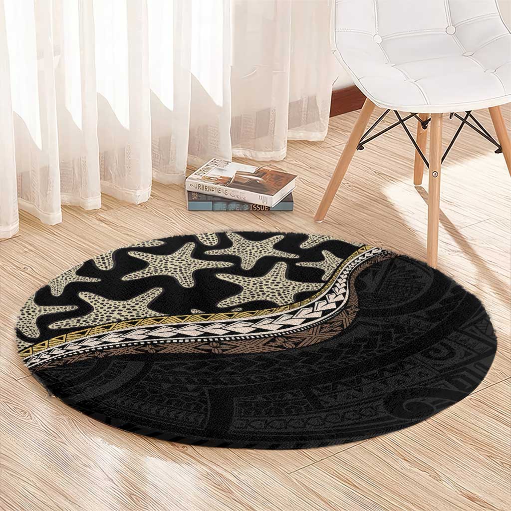 Beige Polynesian Starfish Unique Pattern Round Carpet LT01 - Polynesian Pride
