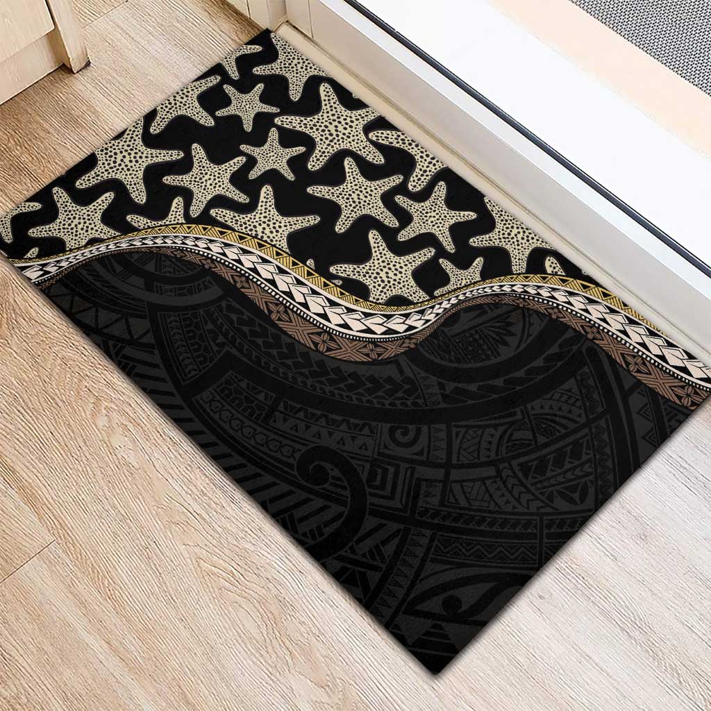 Beige Polynesian Starfish Unique Pattern Rubber Doormat