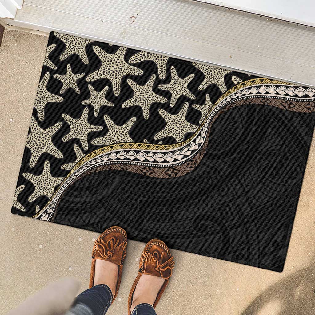 Beige Polynesian Starfish Unique Pattern Rubber Doormat