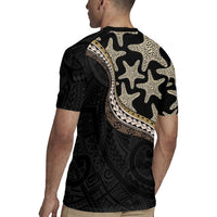 Beige Polynesian Starfish Unique Pattern Rugby Jersey LT01 - Polynesian Pride