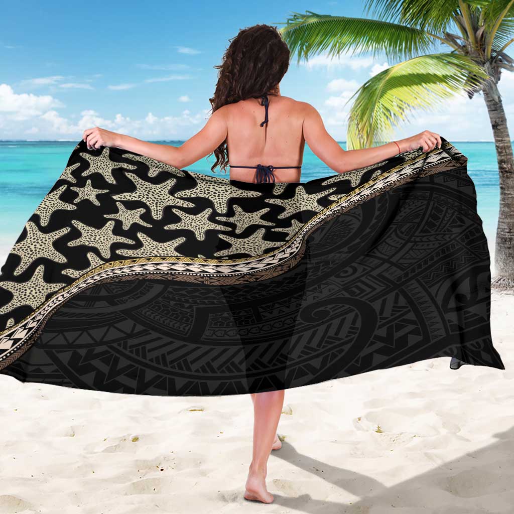 Beige Polynesian Starfish Unique Pattern Sarong