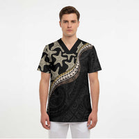 Beige Polynesian Starfish Unique Pattern Scrub Top LT01 - Polynesian Pride