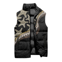 Beige Polynesian Starfish Unique Pattern Sleeveless Puffer Jacket LT01 - Polynesian Pride