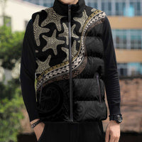 Beige Polynesian Starfish Unique Pattern Sleeveless Puffer Jacket LT01 - Polynesian Pride