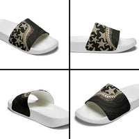 Beige Polynesian Starfish Unique Pattern Slide Sandals