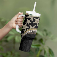 Beige Polynesian Starfish Unique Pattern Tumbler With Handle LT01 - Polynesian Pride
