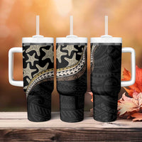 Beige Polynesian Starfish Unique Pattern Tumbler With Handle LT01 - Polynesian Pride