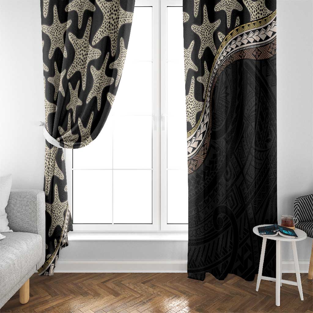 Beige Polynesian Starfish Unique Pattern Window Curtain