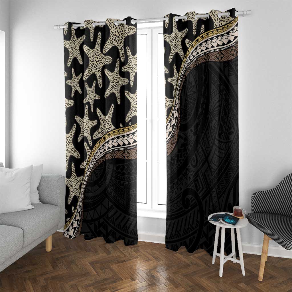 Beige Polynesian Starfish Unique Pattern Window Curtain