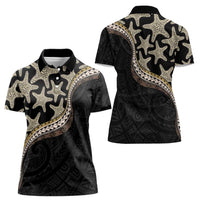 Beige Polynesian Starfish Unique Pattern Women Polo Shirt