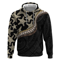 Beige Polynesian Starfish Unique Pattern Zip Hoodie LT01 Pullover Hoodie Beige - Polynesian Pride