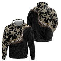 Beige Polynesian Starfish Unique Pattern Zip Hoodie LT01 - Polynesian Pride