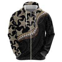 Beige Polynesian Starfish Unique Pattern Zip Hoodie LT01 - Polynesian Pride