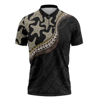 Beige Polynesian Starfish Unique Pattern Zipper Polo Shirt LT01 Beige - Polynesian Pride