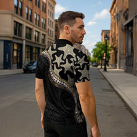 Beige Polynesian Starfish Unique Pattern Zipper Polo Shirt LT01 - Polynesian Pride