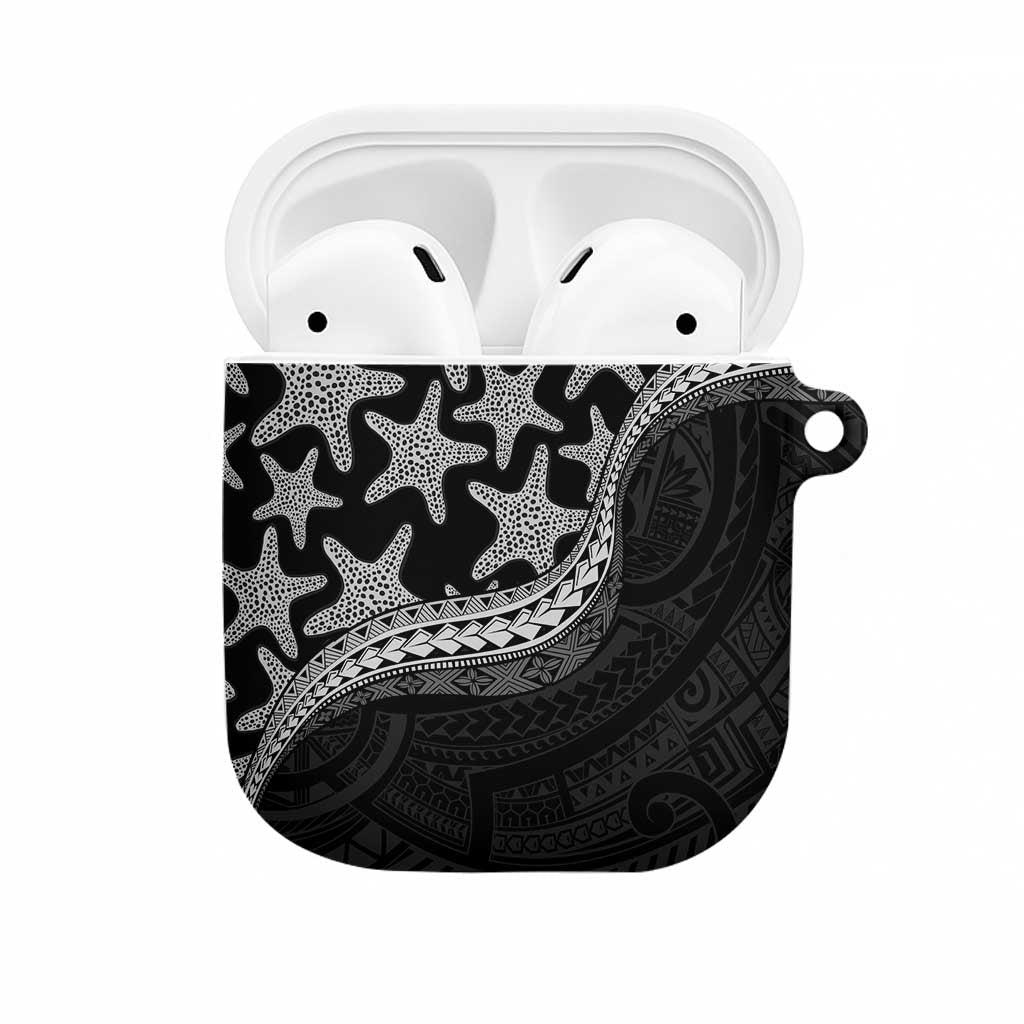 Monotone Polynesian Starfish Unique Pattern AirPods Case LT01 Black - Polynesian Pride