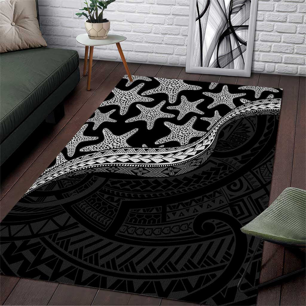Monotone Polynesian Starfish Unique Pattern Area Rug LT01 Black - Polynesian Pride