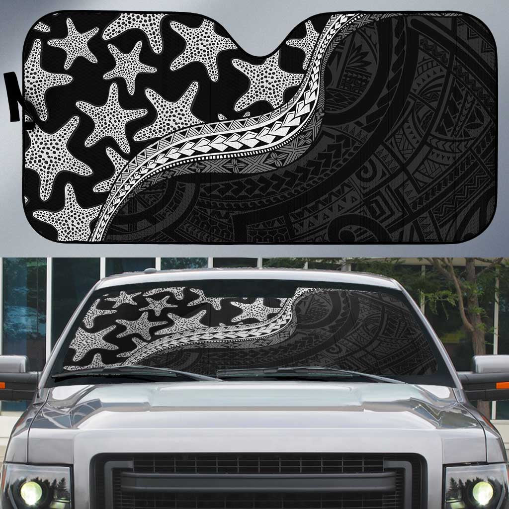 Monotone Polynesian Starfish Unique Pattern Auto Sun Shade