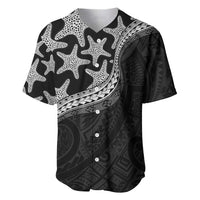 Monotone Polynesian Starfish Unique Pattern Baseball Jersey LT01 Black - Polynesian Pride