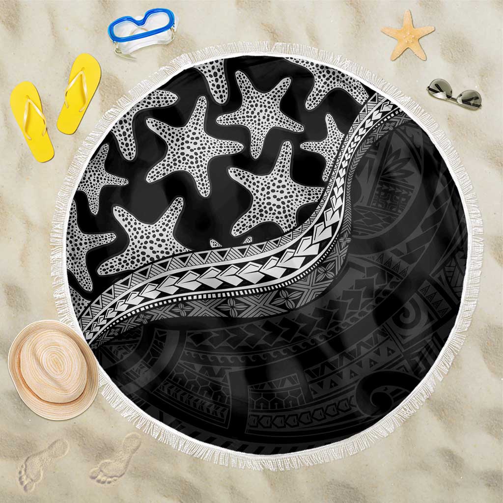 Monotone Polynesian Starfish Unique Pattern Beach Blanket