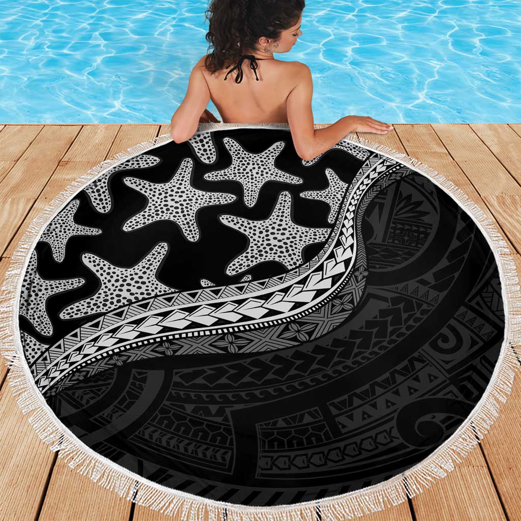 Monotone Polynesian Starfish Unique Pattern Beach Blanket