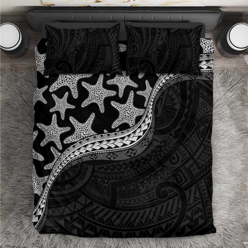 Monotone Polynesian Starfish Unique Pattern Bedding Set LT01 Black - Polynesian Pride