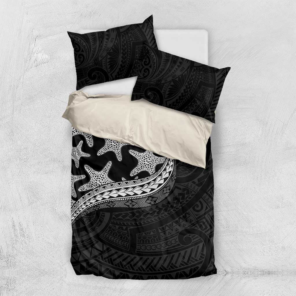 Monotone Polynesian Starfish Unique Pattern Bedding Set LT01 US Twin 172cm x 218cm Black - Polynesian Pride