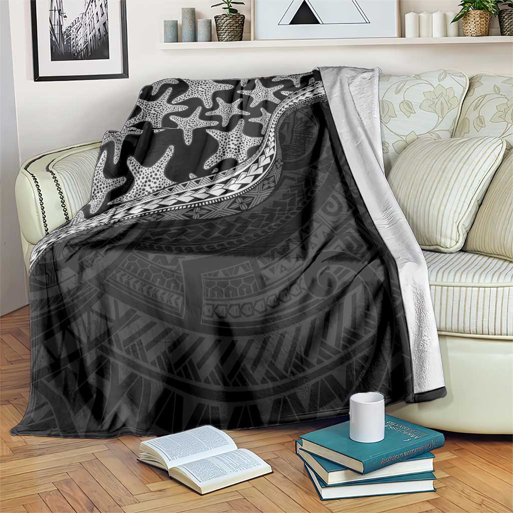 Monotone Polynesian Starfish Unique Pattern Blanket