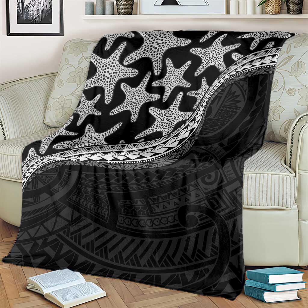 Monotone Polynesian Starfish Unique Pattern Blanket
