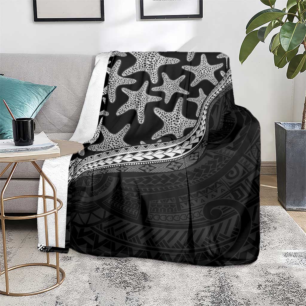 Monotone Polynesian Starfish Unique Pattern Blanket