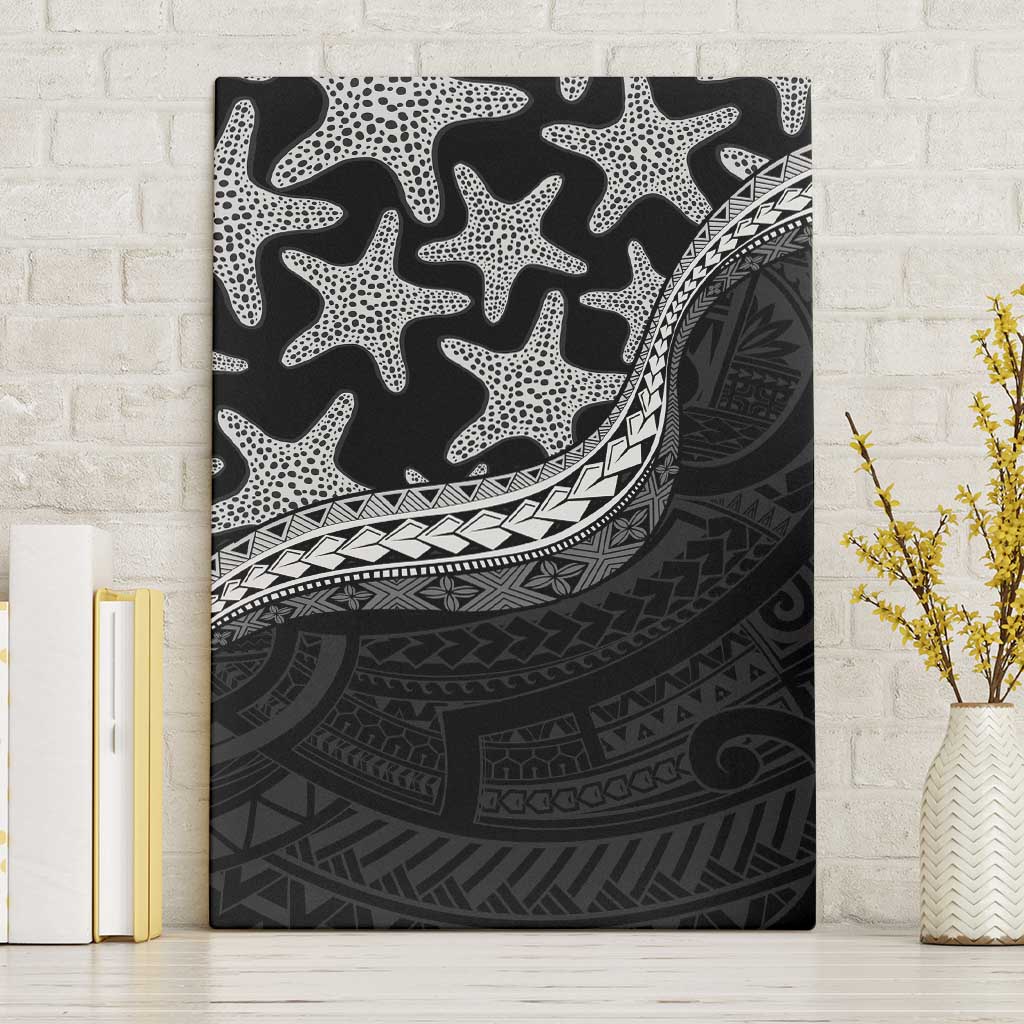 Monotone Polynesian Starfish Unique Pattern Canvas Wall Art LT01 Without Frame Black - Polynesian Pride