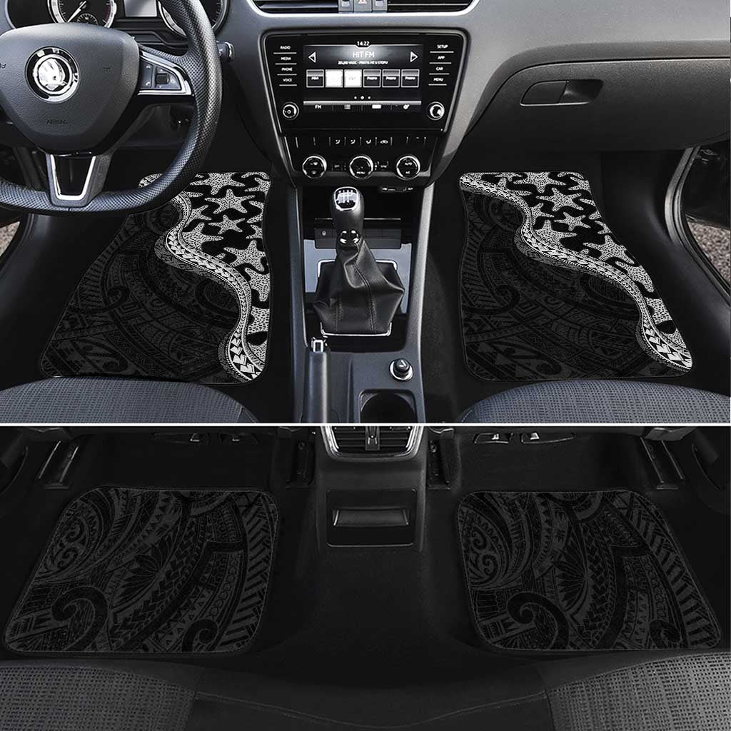 Monotone Polynesian Starfish Unique Pattern Car Mats LT01 Set 4pcs Black - Polynesian Pride