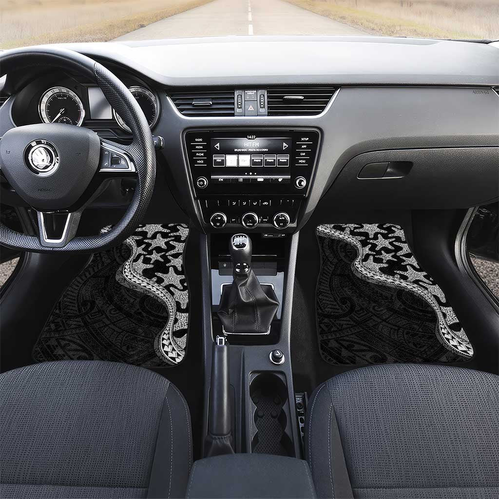 Monotone Polynesian Starfish Unique Pattern Car Mats LT01 Set 2pcs - Front Black - Polynesian Pride