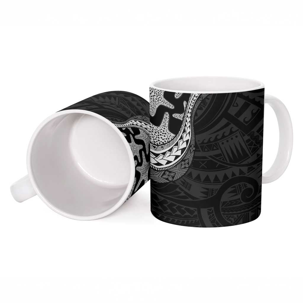 Monotone Polynesian Starfish Unique Pattern Ceramic Mug
