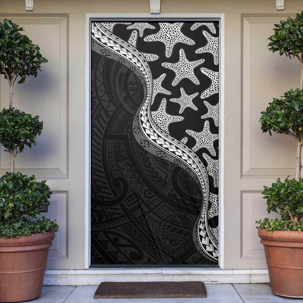Monotone Polynesian Starfish Unique Pattern Door Cover LT01 Black - Polynesian Pride