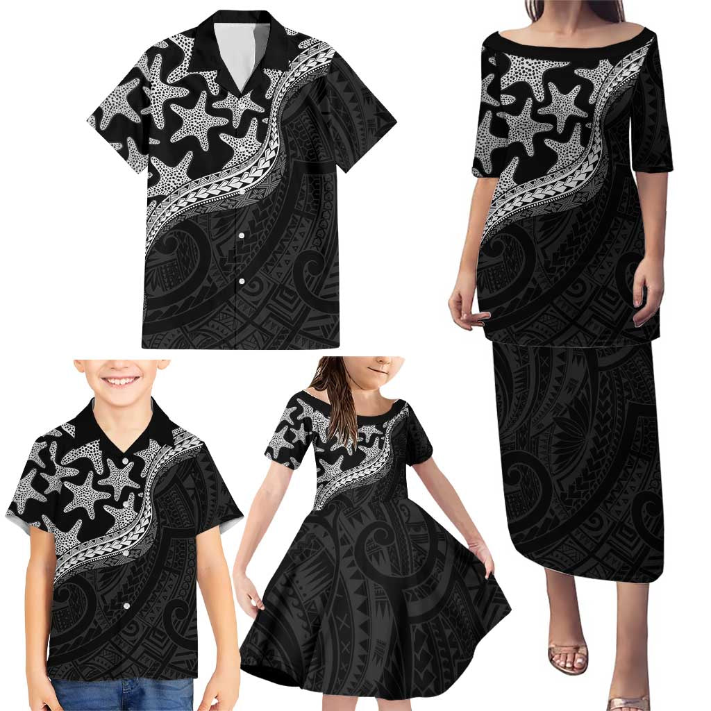 Monotone Polynesian Starfish Unique Pattern Family Matching Puletasi and Hawaiian Shirt