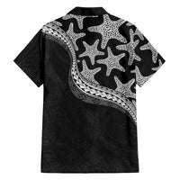 Monotone Polynesian Starfish Unique Pattern Family Matching Summer Maxi Dress and Hawaiian Shirt