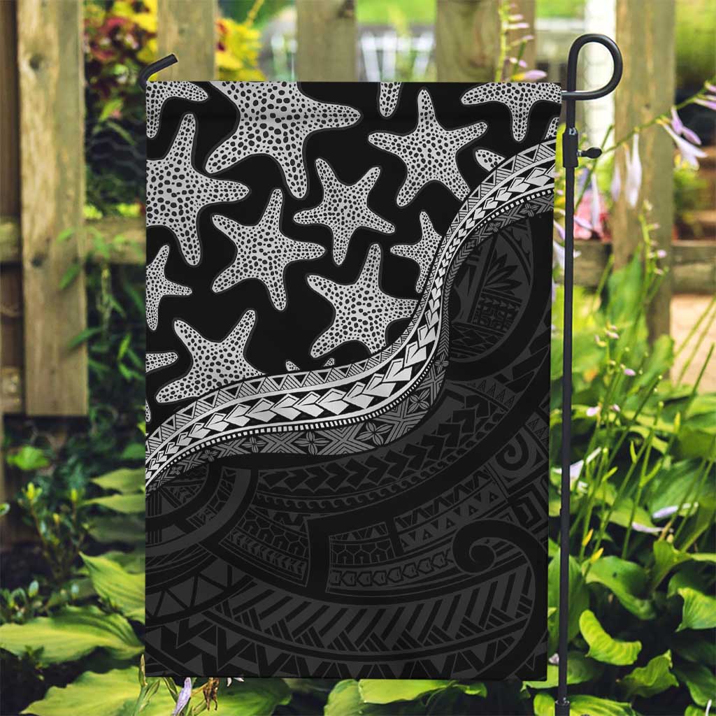 Monotone Polynesian Starfish Unique Pattern Garden Flag LT01 Garden Flag Black - Polynesian Pride