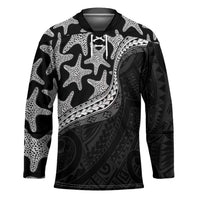 Monotone Polynesian Starfish Unique Pattern Hockey Jersey LT01 Unisex Black - Polynesian Pride
