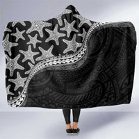 Monotone Polynesian Starfish Unique Pattern Hooded Blanket LT01 One Size Black - Polynesian Pride