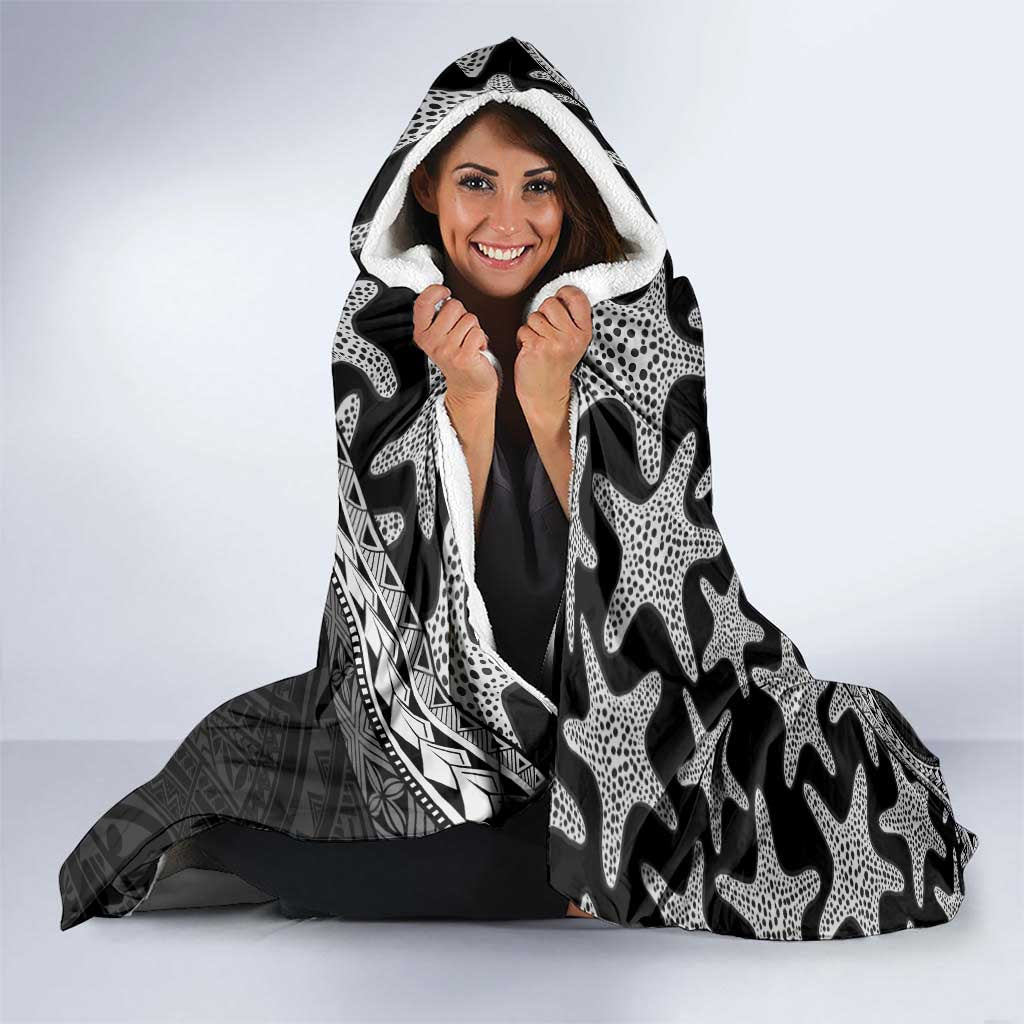 Monotone Polynesian Starfish Unique Pattern Hooded Blanket LT01 - Polynesian Pride