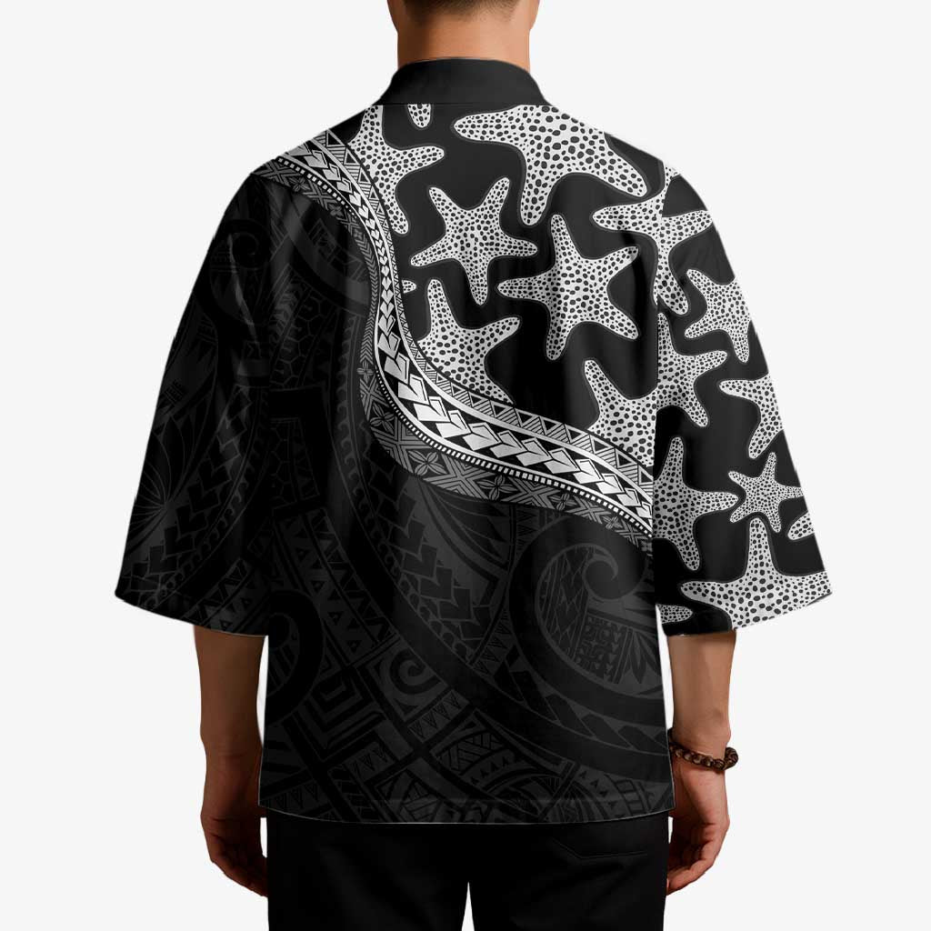 Monotone Polynesian Starfish Unique Pattern Kimono