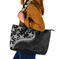 Monotone Polynesian Starfish Unique Pattern Leather Tote Bag