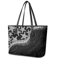 Monotone Polynesian Starfish Unique Pattern Leather Tote Bag