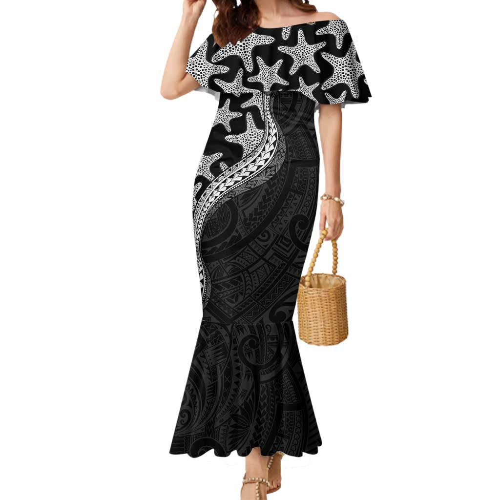 Monotone Polynesian Starfish Unique Pattern Mermaid Dress