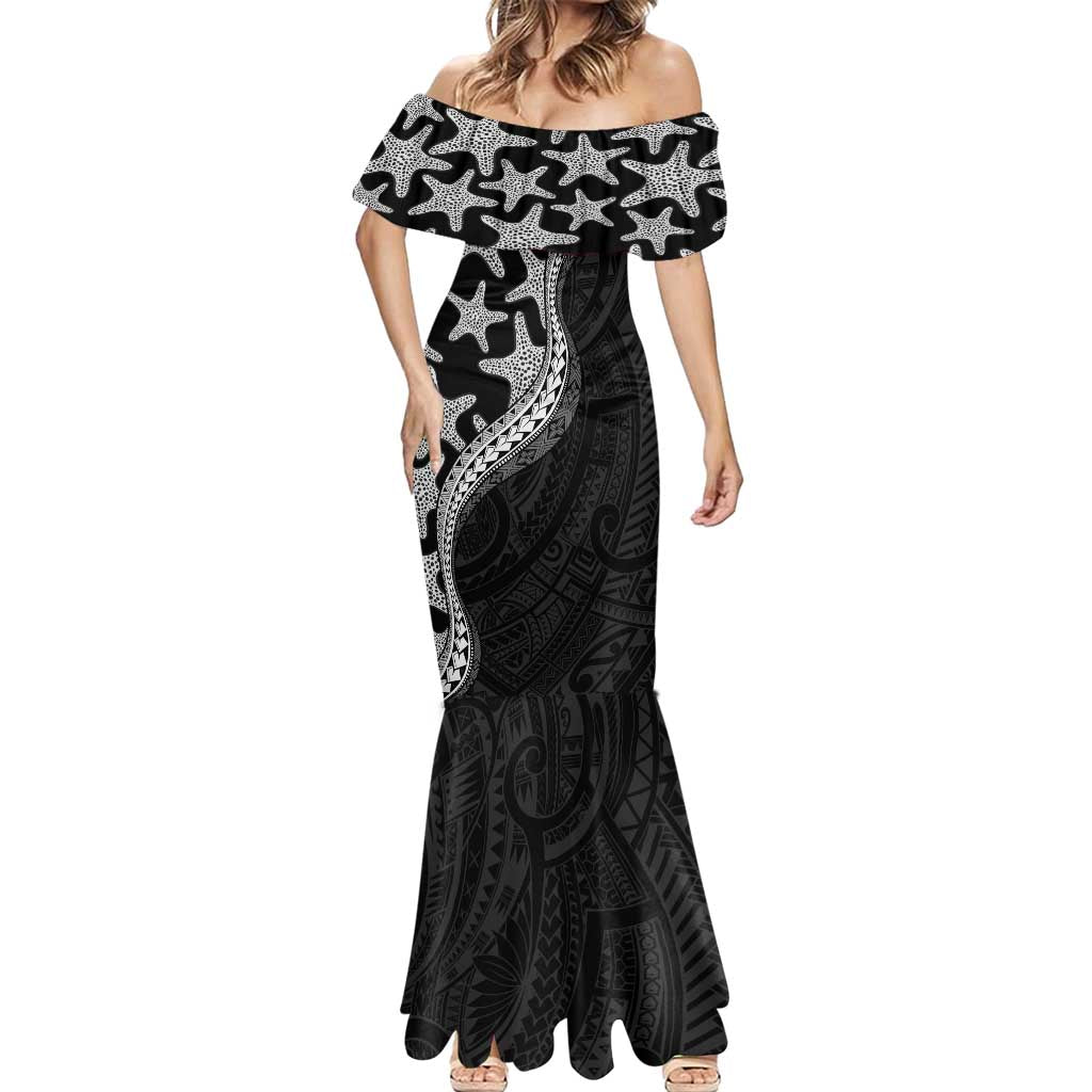 Monotone Polynesian Starfish Unique Pattern Mermaid Dress